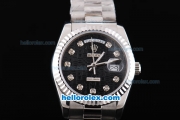 Rolex Day-Date New Model Oyster Perpetual with Black Dial and Diamond Marking