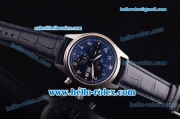 IWC Pilot Chronograph Swiss Valjoux 7750 Automatic Movement Steel Case with Blue Dial and Blue Leather Strap