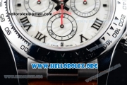 Rolex Daytona Chrono Clone Rolex 4130 Automatic Steel Case with White Dial and Brown Leather Strap (EF)