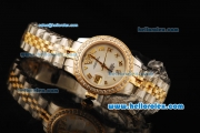 Rolex Datejust Automatic Movement ETA Coating Case with White Dial and Gold Roman Numerals -Two Tone Strap