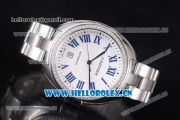 Cartier Cle de Cartier Asia ST16 Automatic Stainless Steel Case/Bracelet Roman Markers Diamonds Bezel and White Dial