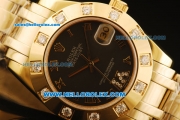 Rolex Datejust Automatic Movement Full Gold Chocolate Dial and Diamond Bezel-ETA Coating Case