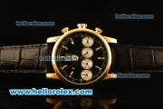 Ferrari Classic Automatic Yellow Gold Case with Black Dial and Brown Leather Strap