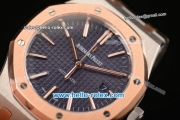 Audemars Piguet Royal Oak Swiss ETA 2824 Automatic Two Tone Case with Stick Markers and Blue Grid Dial - 1:1 Original