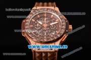 Hublot Big Bang Aero Bang Chrono Miyota Quartz Rose Gold/Diamonds Case with Brown Skeleton Dial Silver Markers and Brown Ceramic Bezel