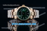 Rolex Day-Date Swiss ETA 2836 Automatic 18K Rose Gold Case with Green Dial Stick Markers and 18K Rose Gold Bracelet (BP)