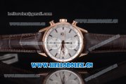 Tag Heuer Carrera Calibre 1887 Swiss Valjoux 7750 Automatic Rose Gold Case with Silver Dial and Stick Markers Brown Leather Strap (V6)