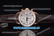 Tag Heuer Carrera Calibre 1887 Swiss Valjoux 7750 Automatic Rose Gold Case with Silver Dial and Stick Markers Brown Leather Strap (V6)