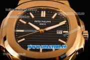 Patek Philippe Nautilus Asia Automatic Yellow Gold Case with Black Dial and White Sitck Markers