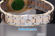 Rolex Day-Date Automatic Two Tone with Rose Gold Bezel and White Dial-Diamond Mark