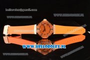 Hublot Big Bang Tutti Japanese Miyota Quartz Rose Gold Case with Orange Dial Stick Markers and Orange Rubber Strap