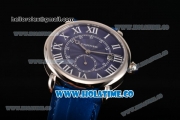 Cartier Rotonde De Asia Manual Winding Steel Case with Blue Dial and White Roman Numeral Markers