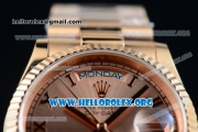 Rolex Day-Date Swiss ETA 2836 Automatic Rose Gold Case with Rose Gold Dial Roman Numeral Markers and Rose Gold Bracelet (BP)