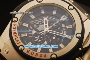 Hublot King Power F1 Chronograph Miyota Quartz Steel Case with Skeleton Dial and Black Rubber Strap