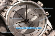 Omega De Ville Co-Axial Chronograph VK Quartz Movement Steel Case and Strap with Silver Dial