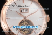 Audemars Piguet Jules Audemars Tourbillon Swiss Tourbillon Manual Winding Rose Gold Case with Silver Dial Stick Markers and Brown Leather Strap (FT)