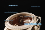 Rolex Datejust Automatic Movement Full Steel with ETA Coating Case with Brown Dial-Diamond Bezel