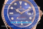 Rolex Yacht-Master 40 Miyota 8215 Automatic Rose Gold Case with Blue Dial and Dot Markers Blue Rubber Strap