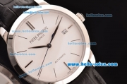 Patek Philippe Calatrava Swiss ETA 2824 Automatic Stainless Steel Case with Black Leather Strap and White Dial