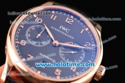 IWC Portuguese Automatic Movement Rose Gold Case with Black Dial and Black Leather Strap