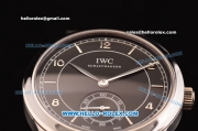 IWC Portuguese Vintage Swiss ETA 2836 Automatic Steel Case with Black Dial - Numeral Markers and Black Leather Strap