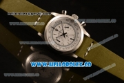 Rolex Explorer Chronograph Miyota OS20 Quartz Steel Case with White Dial and Green Leather Strap