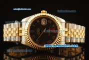 Rolex Datejust II Swiss ETA 2836 Automatic Full Steel with Yellow Gold Bezel and Black Dial-Roman Numerals Markers