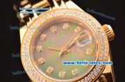 Rolex Datejust Lady 2813 Automatic Gold Case with Grey MOP Dial and Diamond Bezel ETA Coating