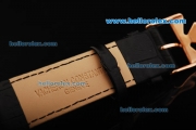 Vacheron Constantin Patrimony Automatic Movement Rose Gold Case with White Dial and Black Leather Strap