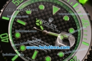 Rolex Submariner Asia 2813 Automatic PVD Case with Green Markers Carbon Fiber Dial and Green Nylon Strap