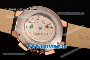 Cartier Ballon Bleu De Tourbillon Asia Automatic Rose Gold Case with White Dial Black Roman Numeral Markers and Black Leather Strap