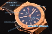 Hublot Big Bang King Swiss Valjoux 7750-CHG Automatic Rose Gold Case with Black Dial Rubber Strap and Stick Markers