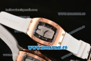 Richard Mille RM007 Miyota 6T51 Automatic Rose Gold Case with Diamonds Dial and White Rubber Strap