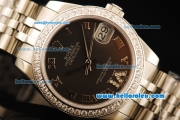 Rolex Datejust Automatic Movement Full Steel with ETA Coating Case and Diamond Bezel