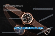 Zenith Pilot Type 20 Extra Special Miyota 9015 Automatic Rose Gold Case with Black Dial Number Markers and Brown Leather Strap - 1:1 Original