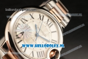 Cartier Ballon Bleu De Medium Swiss ETA 2671 Automatic Steel Case Silver Dial Roman Numeral Markers and Two Tone Bracelet