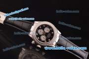 Rolex Daytona Swiss Valjoux 7750-SHG Automatic Diamond Bezel with Black Dial and Black Leather Strap