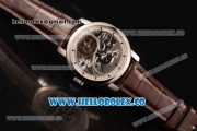 Vacheron Constantin Traditionelle Minute Repeater Tourbillon Swiss Tourbillon Manual Winding Steel Case with Steel Bezel Gray Dial and Brown Leather Strap