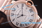 Cartier Ballon Bleu Automatic Full Rose Gold with Diamond Bezel and White Dial