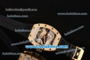 Richard Mille Tourbillon RM 057 Dragon Swiss ETA 2824 Automatic Yellow Gold&Diamonds Case with Black Rubber Strap and Gold Dragon Dial - 1:1 Original