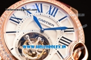 Cartier Ballon Bleu Tourbillon Seagull ST80 Tourbillon Manual Winding Rose Gold Case with White Dial and Diamonds Bezel