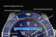 Rolex Submariner Swiss ETA 2836 Automatic Steel Case with Blue Rubber and Blue Dial Strap Dot Markers