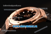 Hublot Classic Fusion 9015 Auto Rose Gold Case with Black Dial and Black Leather Strap