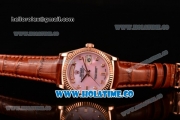 Rolex Day-Date Asia 2813/Swiss ETA 2836/Clone Rolex 3135 Automatic Rose Gold Case with Diamonds Markers and Pink MOP Dial (BP)