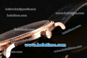 Patek Philippe Calatrava Miyota Quartz Rose Gold Case with Roman Numeral Markers and Black Dial