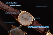 Rolex Cellini Danaos Swiss Quartz Yellow Gold Case with Brown Leather Strap White Dial Stick Markers