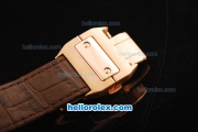 Cartier Santos 100 Swiss ETA 2671 Automatic Movement Rose Gold Case with Brown Leather Strap-1:1 Imitate