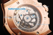 Hublot Big Bang Limited Edition Swiss Valjoux 7750 Automatic Movement Rose Gold Case with Diamond Bezel and Brown Dial