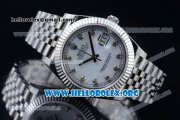 Rolex Datejust II Swiss ETA 2836 Automatic Steel Case with White Dial Diamonds Markers and Stainless Steel Bracelet (BP)