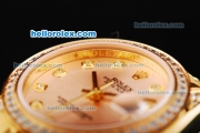 Rolex Datejust Automatic Movement Golden Case with Orange Dial and Diamond Bezel